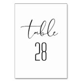 Moderner eleganter Schwarz-Weiß-Hochzeitstisch Tischnummer (Rückseite)