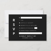 Moderner eleganter Schwarz-Weiß-Minimaliist RSVP Karte (Vorderseite)