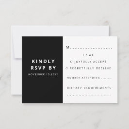 Moderner eleganter Schwarz-Weiß-Minimaliist RSVP Karte