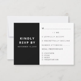 Moderner eleganter Schwarz-Weiß-Minimaliist RSVP Karte