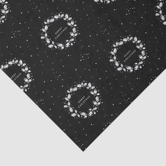 Moderner eleganter Schwarz+Weiß Weihnachtskranz Seidenpapier (Ausschnitt)
