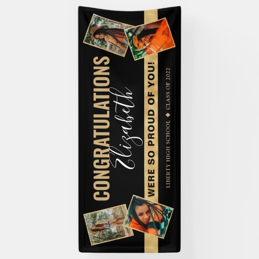 Moderner eleganter Schwarzer Abschluss Banner (Vertikal)