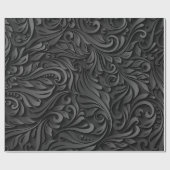 Moderner eleganter schwarzer Blumenhintergrund Geschenkpapier (Flach)