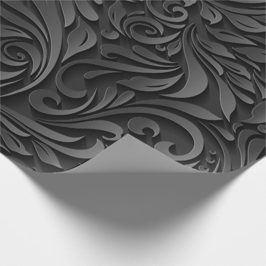 Moderner eleganter schwarzer Blumenhintergrund Geschenkpapier (Ecke)