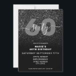 Moderner Eleganter Schwarzer Glitzer 60. Geburtsta Einladung<br><div class="desc">Moderner Eleganter Schwarzer Glitzer 60. Geburtstag Einladung. Minimalistisches 60. Geburtstag Einladung Design mit eleganten Kalligraphie handgeschriebenen Skript-Schriftart und Imitat Glitzer Hintergrund.</div>
