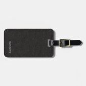 Moderner eleganter schwarzer lederner Blick-Name Gepäckanhänger (Vorderseite horizontal)