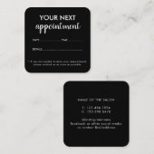 Moderner Eleganter Schwarzer Schönheitssalon Terminkarte (Vorne/Hinten)