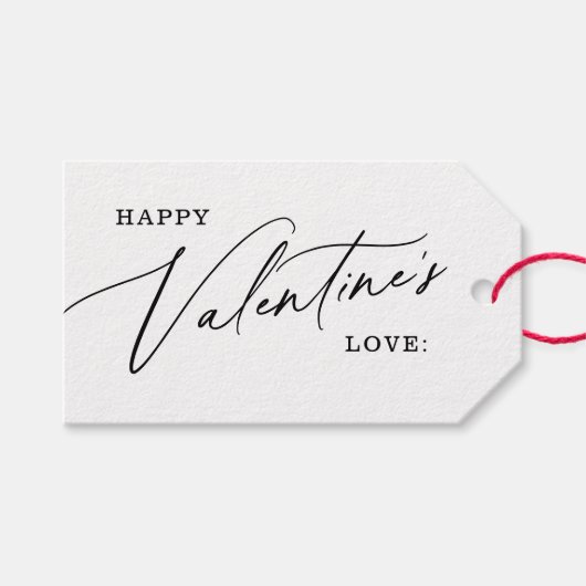Moderner, eleganter Script-Happy Valentine's Day Geschenkanhänger (Vorderseite (Horizontal))