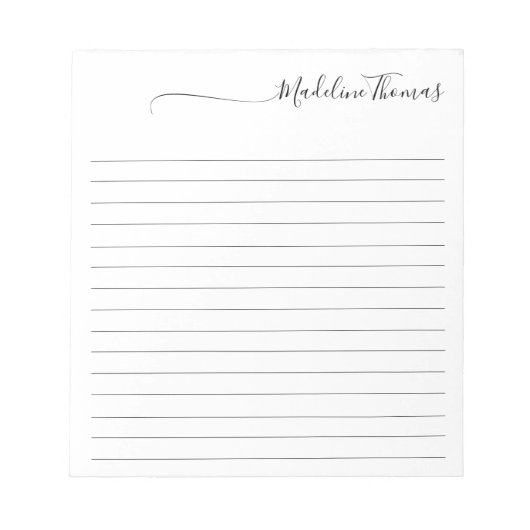 Moderner, eleganter Script-Kalligrafiename Notizblock (Vorderseite)