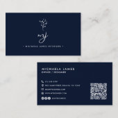 Moderner, eleganter Script Monogram QR Code Visitenkarte (Vorne/Hinten)