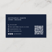 Moderner, eleganter Script Monogram QR Code Visitenkarte (Rückseite)