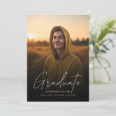 Moderner eleganter Script Overlay-Foto-Abschluss Ankündigung (Stehend Vorderseite)