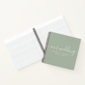 Moderner, eleganter Script-Sage Green Wedding Gast Notizblock (Innenseite)
