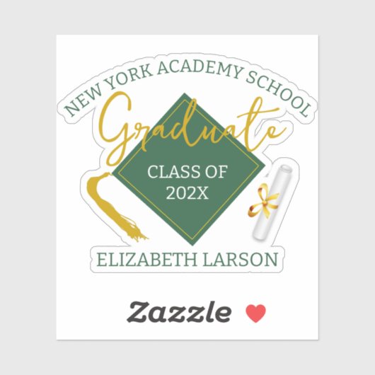 Moderner Eleganter Senior Green Themed Abschluss Aufkleber (Blatt)