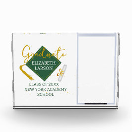 Moderner Eleganter Senior Green Themed Abschluss Fotoblock