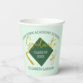 Moderner Eleganter Senior Green Themed Abschluss Pappbecher (Rückseite)
