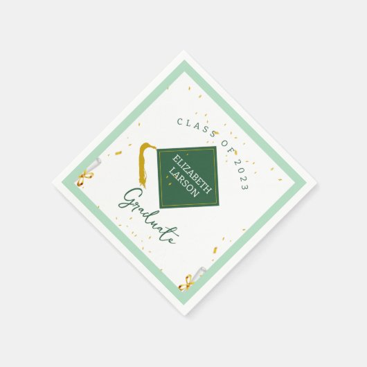 Moderner Eleganter Senior Green Themed Abschluss Serviette (Ecke)