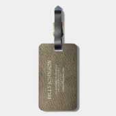 Moderner eleganter Silbermetall mit Monogramm Name Gepäckanhänger (Rückseite vertikal)