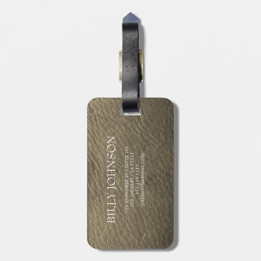 Moderner eleganter Silbermetall mit Monogramm Name Gepäckanhänger (Rückseite vertikal)