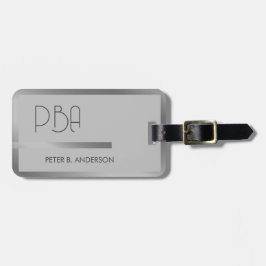 Moderner, eleganter Silbermetallischer mit Monogra Gepäckanhänger