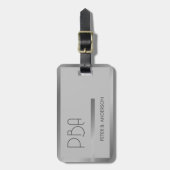 Moderner, eleganter Silbermetallischer mit Monogra Gepäckanhänger (Vorderseite vertikal)