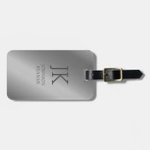 Moderner, eleganter Silbermetallischer mit Monogra Gepäckanhänger (Vorderseite horizontal)