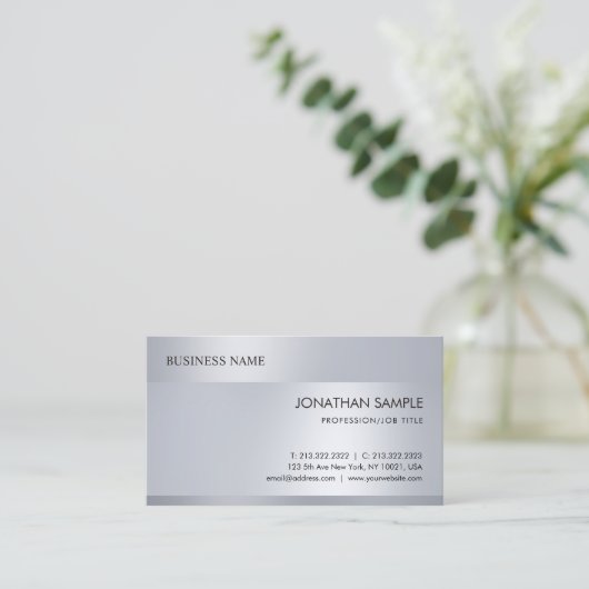 Moderner eleganter silberner visitenkarte (Stehend Vorderseite)