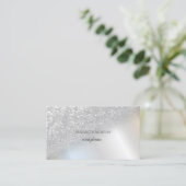 Moderner Eleganter Silver Glitzer Bokeh Ombre Visitenkarte (Stehend Vorderseite)