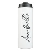 Moderner eleganter Skriptname Thermosbecher (Vorderseite)