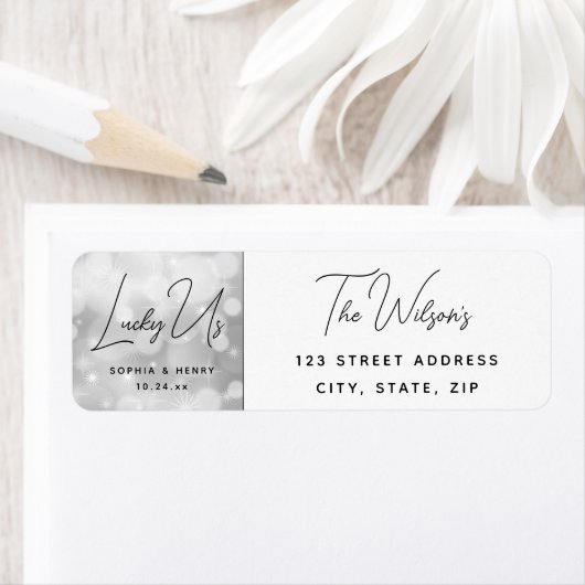 Moderner Eleganter Spaß Hochzeit Braut Groom Lucky (Insitu)