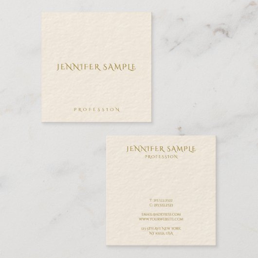 Moderner Eleganter Square Einfaches Template Gold Quadratische Visitenkarte (Vorne/Hinten)