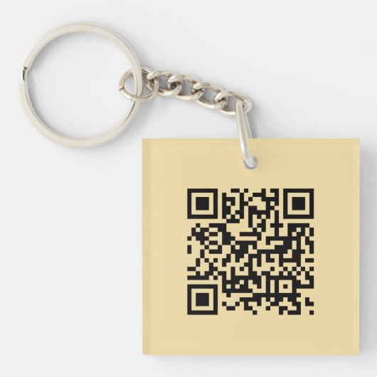 Moderner Eleganter Square Single Sided Gold QR Cod Schlüsselanhänger (Vorderseite)