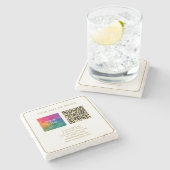 Moderner, eleganter Template Black Gold QR Code Steinuntersetzer (Seitenansicht)