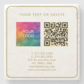 Moderner, eleganter Template Black Gold QR Code Steinuntersetzer (Vorderseite)