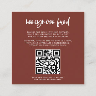 Moderner, eleganter Terracotta Honeymoon Fund QR C Begleitkarte