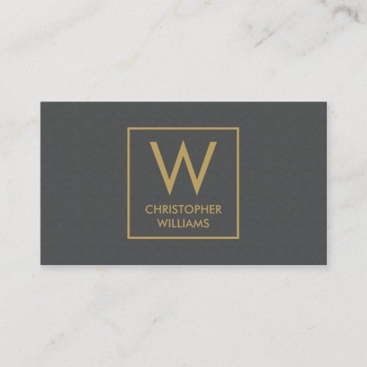 Moderner eleganter Texture Gray Monogram Anwalt Visitenkarte (Vorderseite)