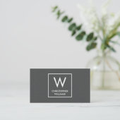 Moderner eleganter Texture Gray Monogram Anwalt Visitenkarte (Stehend Vorderseite)