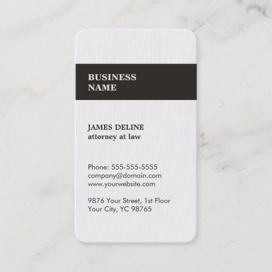 Moderner eleganter Texture White Attorney Visitenkarte (Vorderseite)