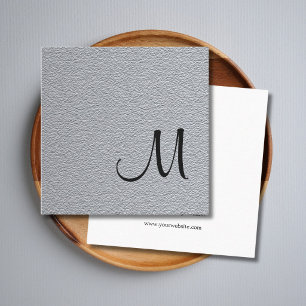 Moderner, eleganter Texturgrau Monogram Consultant Quadratische Visitenkarte