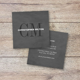 Moderner, eleganter Texturgrau Monogram Consultant Quadratische Visitenkarte