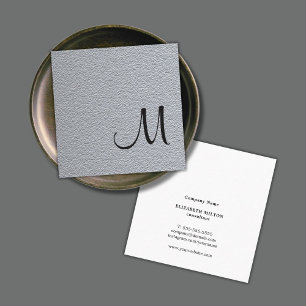 Moderner, eleganter Texturgrau Monogram Consultant Quadratische Visitenkarte