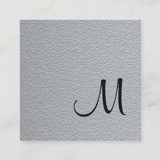 Moderner, eleganter Texturgrau Monogram Consultant Quadratische Visitenkarte (Vorderseite)