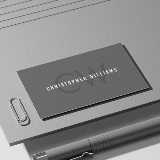Moderner, eleganter Texturgrau Monogram Consultant Visitenkarte