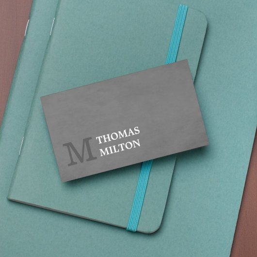 Moderner, eleganter Texturgrau Monogram Consultant Visitenkarte