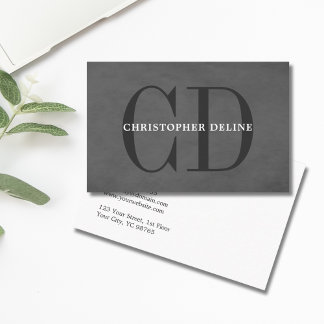 Moderner, eleganter Texturgrau Monogram Consultant Visitenkarte