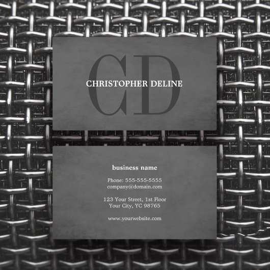 Moderner, eleganter Texturgrau Monogram Consultant Visitenkarte