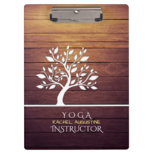 Moderner Eleganter Tree Vintag Wood Yoga Instructo Klemmbrett
