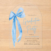 Moderner Eleganter Trendy Blue Bow Abschluss Arche Acryleinladungen (Vorderseite)