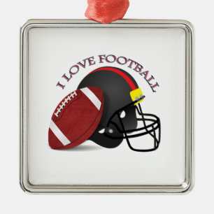 Moderner eleganter trendy Fußball der Liebe I Silbernes Ornament