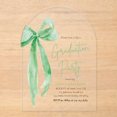Moderner Eleganter, trendy Green Bow Abschluss Arc Acryleinladungen (Vorderseite)